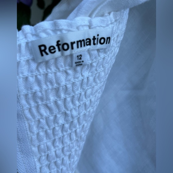 Women's Reformation Belgium Linen Midi Dress  White size 12 NWT - Picture 5 of 7